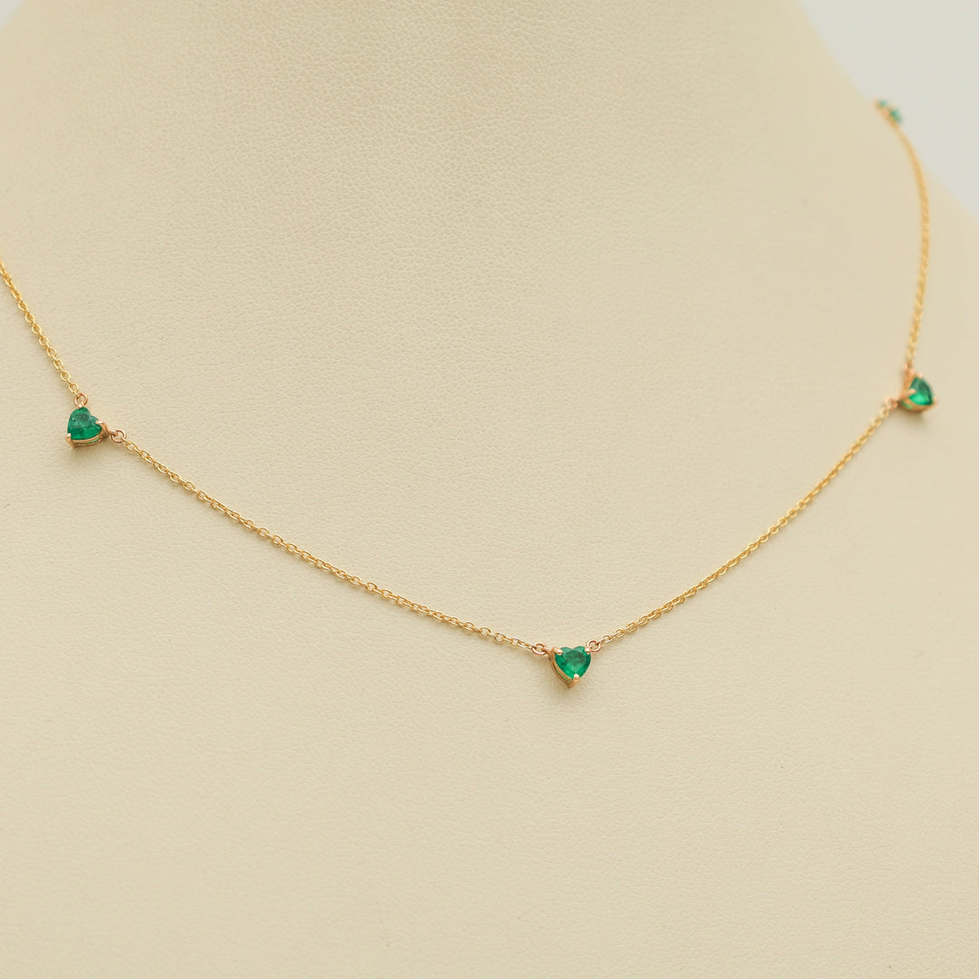 Emerald Heart Link Chain Necklace - qivii