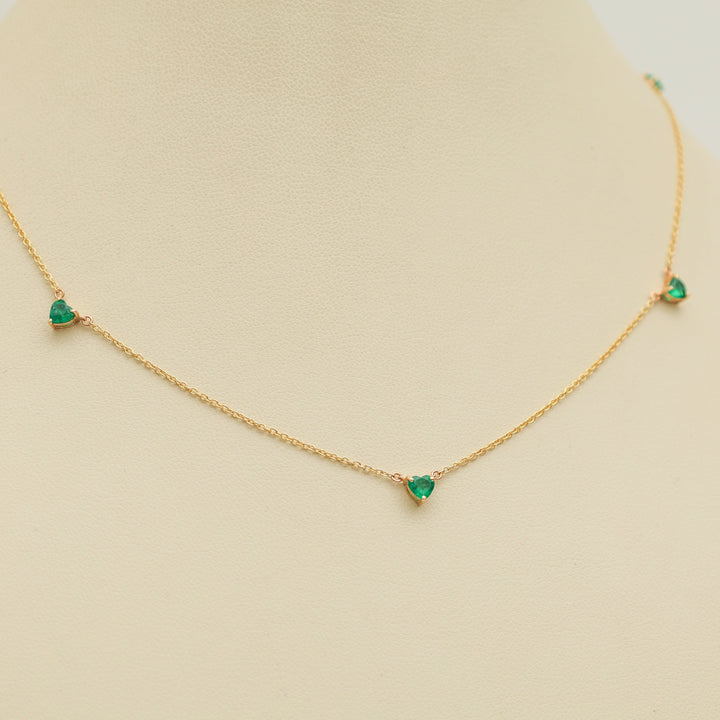 Emerald Heart Link Chain Necklace - qivii