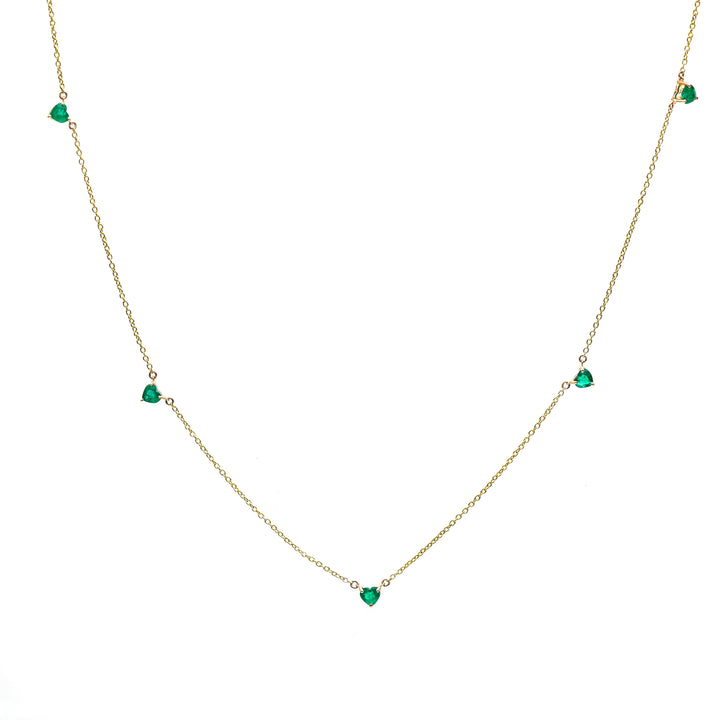 Emerald Heart Link Chain Necklace - qivii