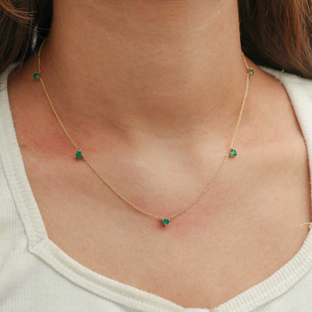 Emerald Heart Link Chain Necklace - qivii