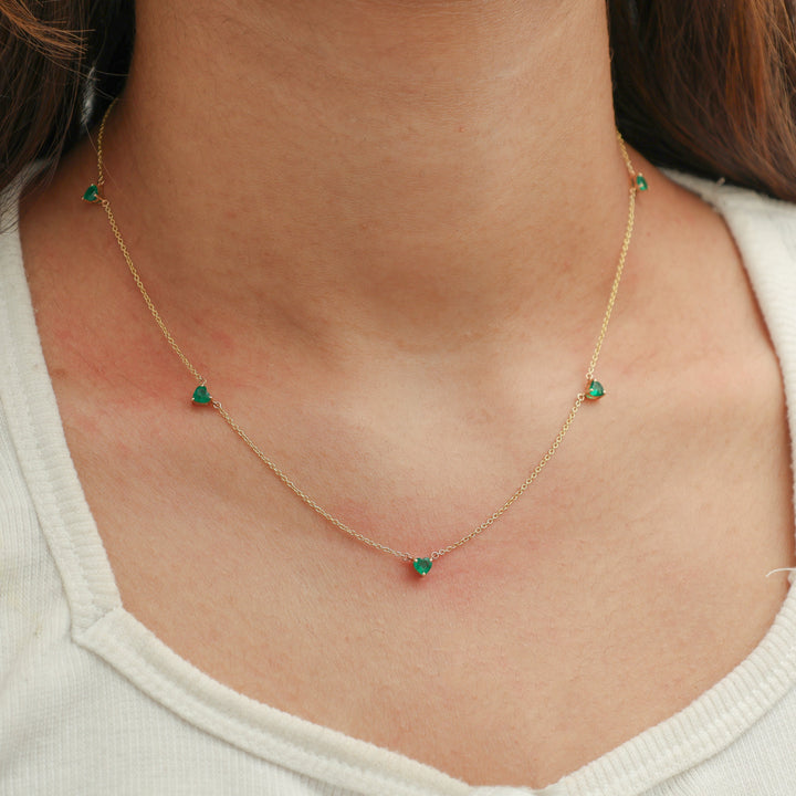 Emerald Heart Link Chain Necklace - qivii