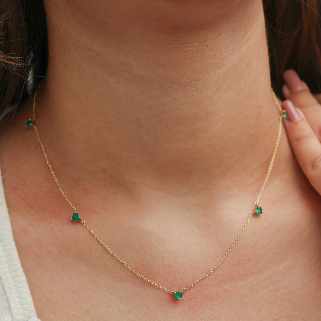 Emerald Heart Link Chain Necklace - qivii