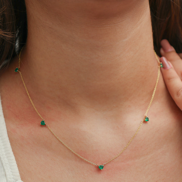 Emerald Heart Link Chain Necklace - qivii