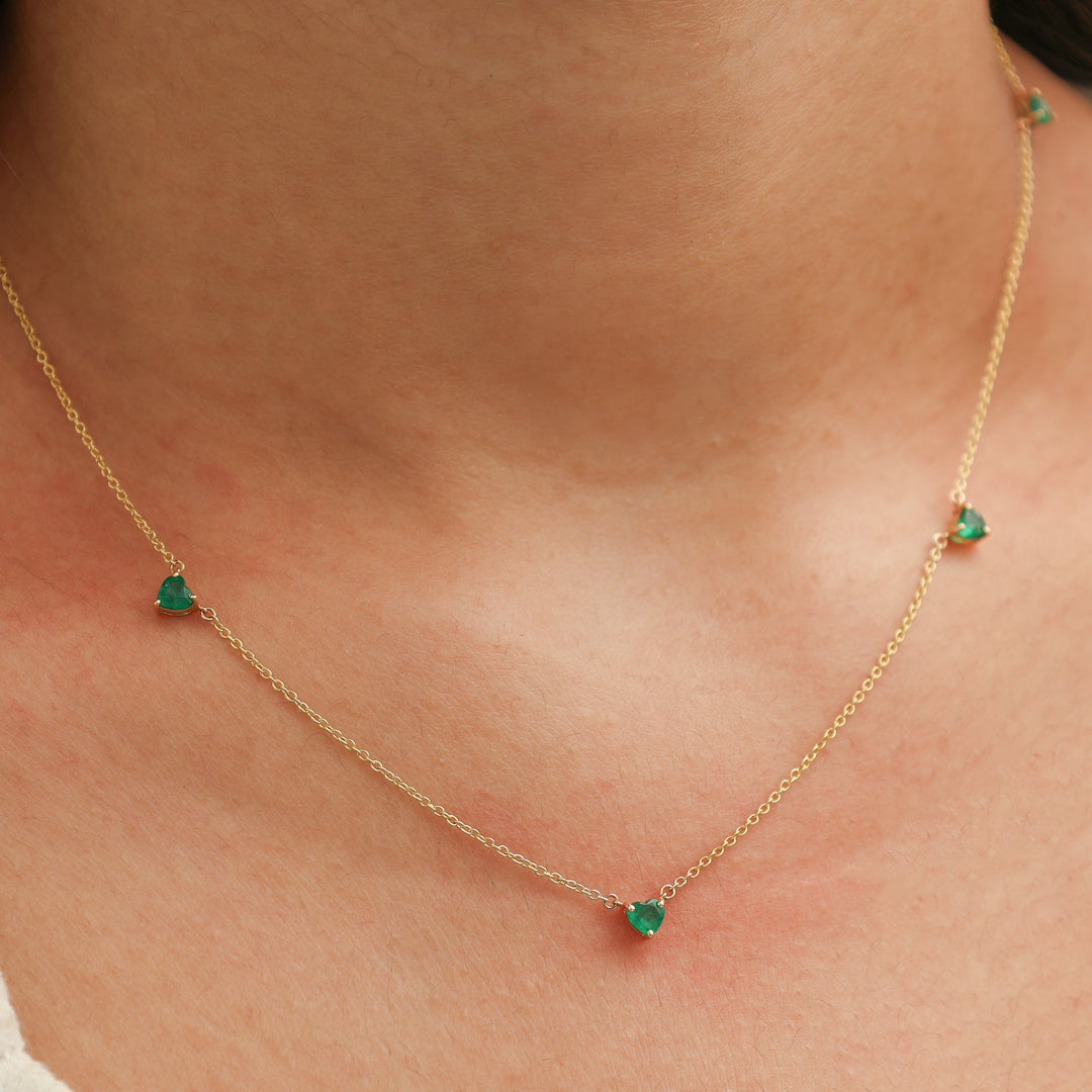 Emerald Heart Link Chain Necklace - qivii