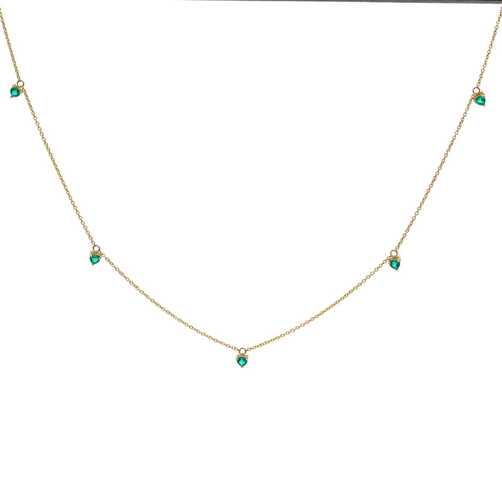 Emerald Prong Set Heart Shape Chain Necklace - qivii