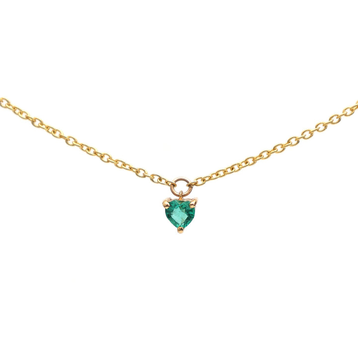 Emerald Prong Set Heart Shape Chain Necklace - qivii