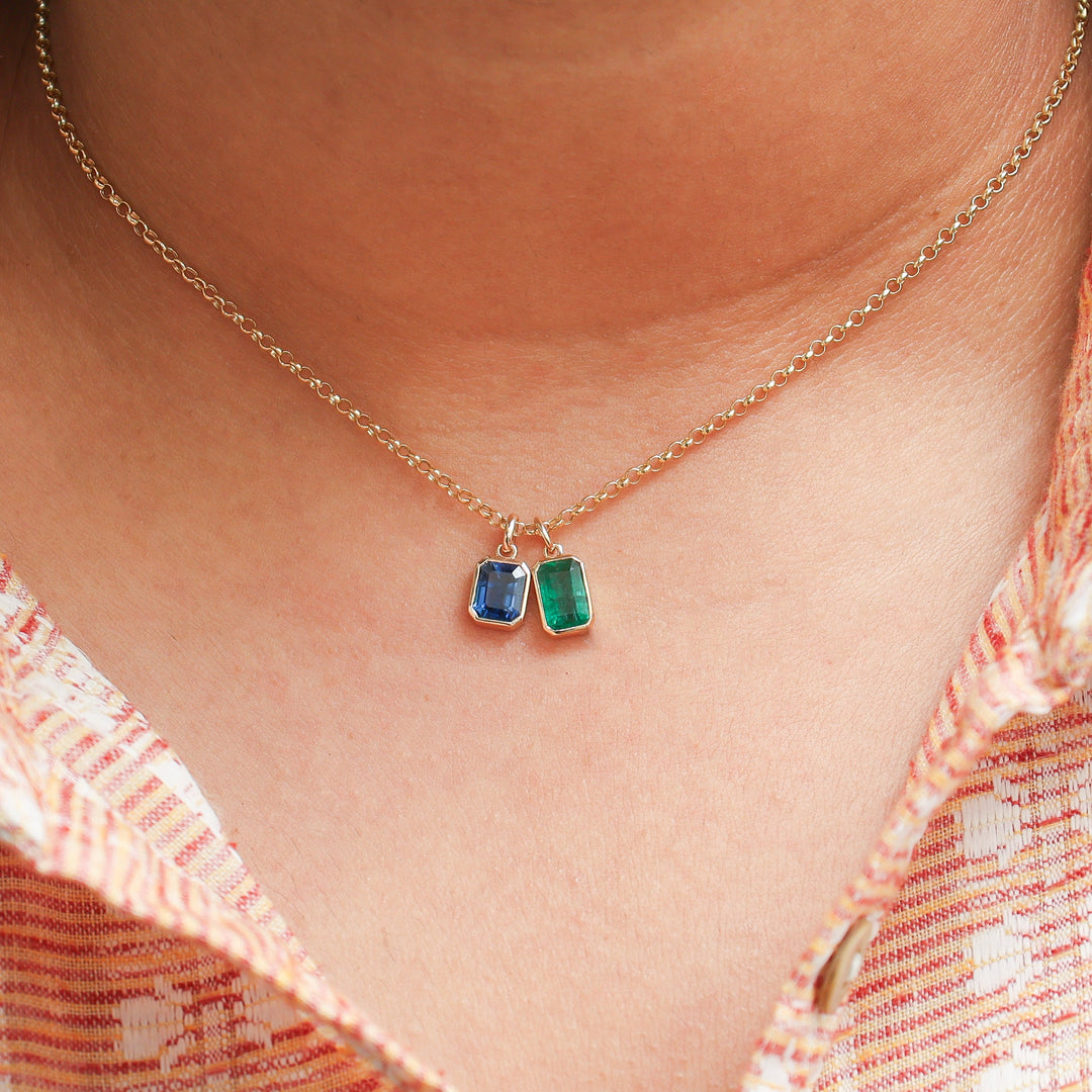 Emerald Octagon Bezel Set Necklace - qivii