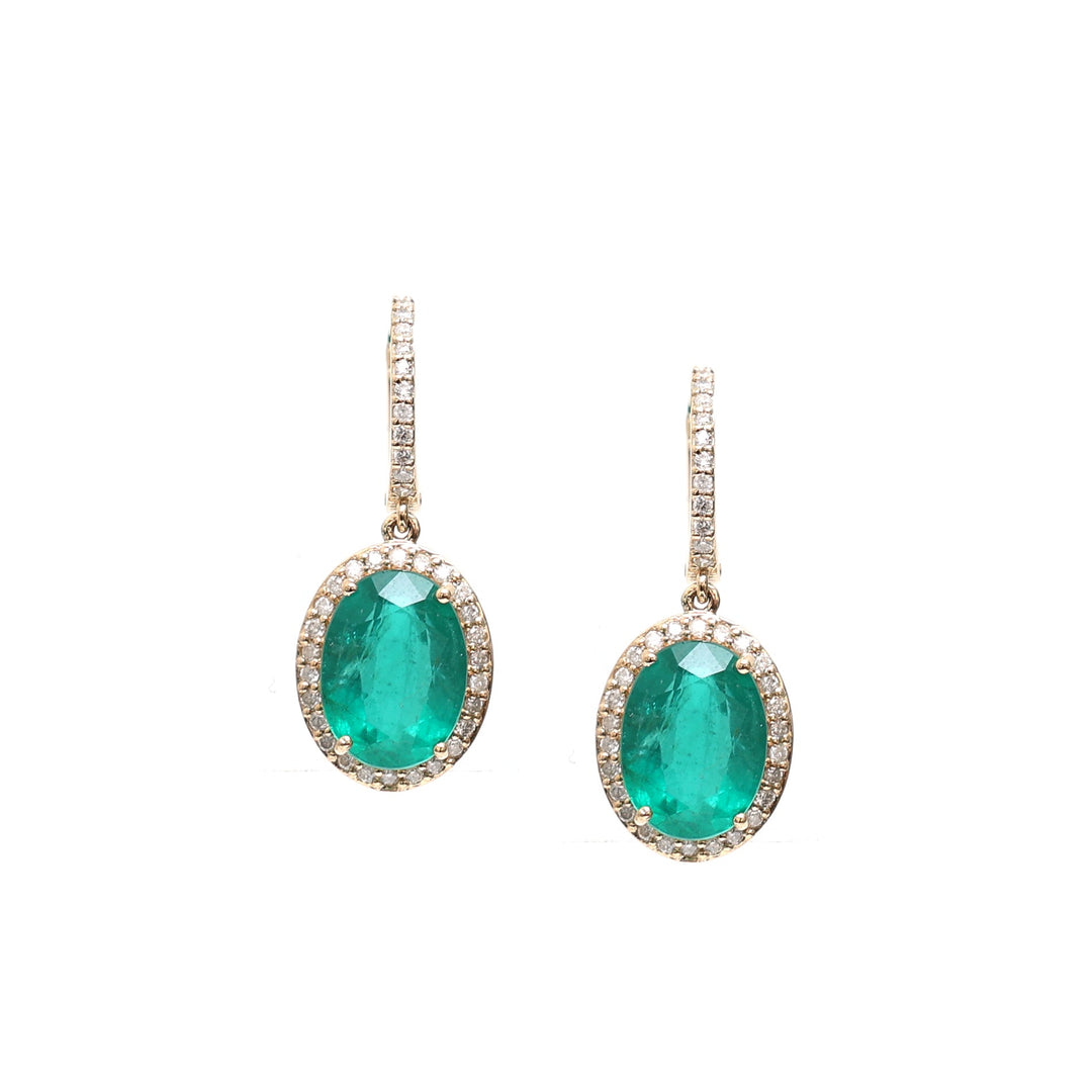 Emerald Oval Diamond Earrings - qivii