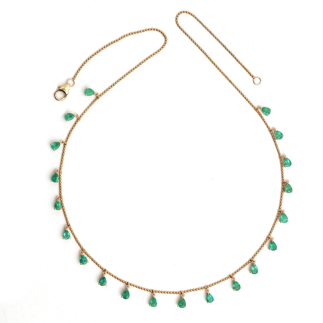 Emerald Pear Ball Chain Necklace - qivii