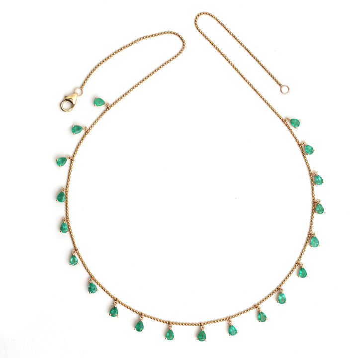 Emerald Pear Ball Chain Necklace - qivii