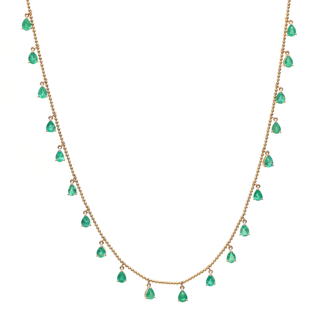 Emerald Pear Ball Chain Necklace - qivii