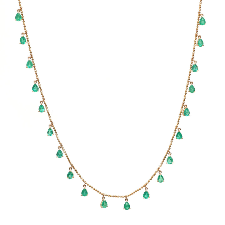 Emerald Pear Ball Chain Necklace - qivii