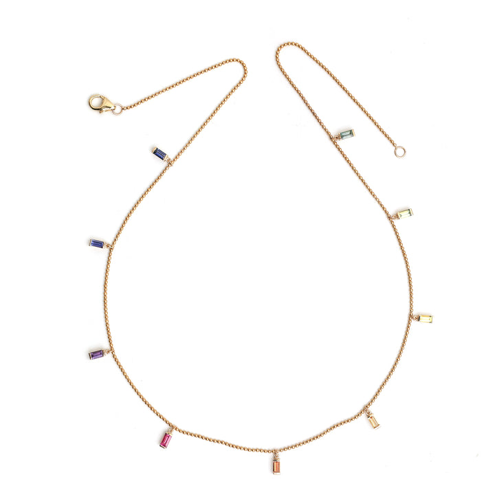 Rainbow Sapphire Baguette Necklace - qivii