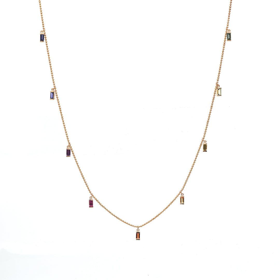 Rainbow Sapphire Baguette Necklace - qivii