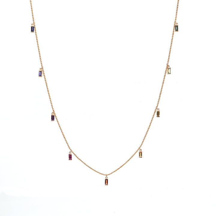 Rainbow Sapphire Baguette Necklace - qivii