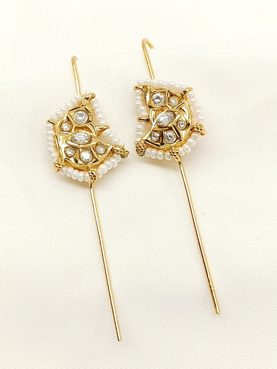 Chaaruvi White Gold Plated Kundan Ear Cuff [ Price is for Pair ] - qivii