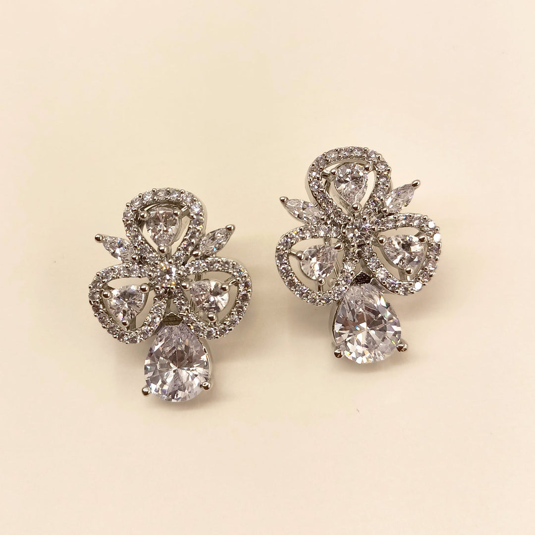  White Stone American Diamond Silver Plated Tops for Women 