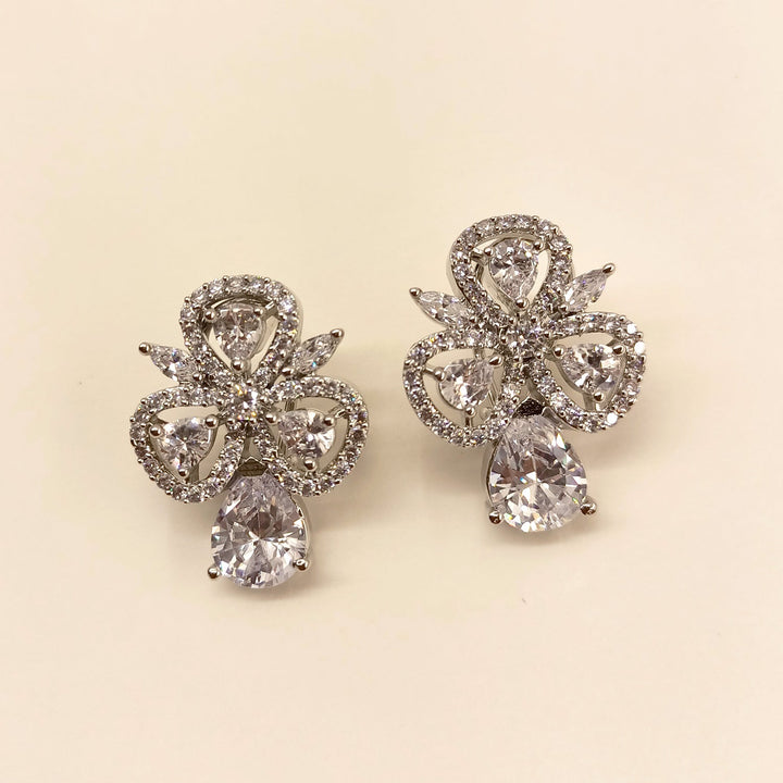  White Stone American Diamond Silver Plated Tops for Women 