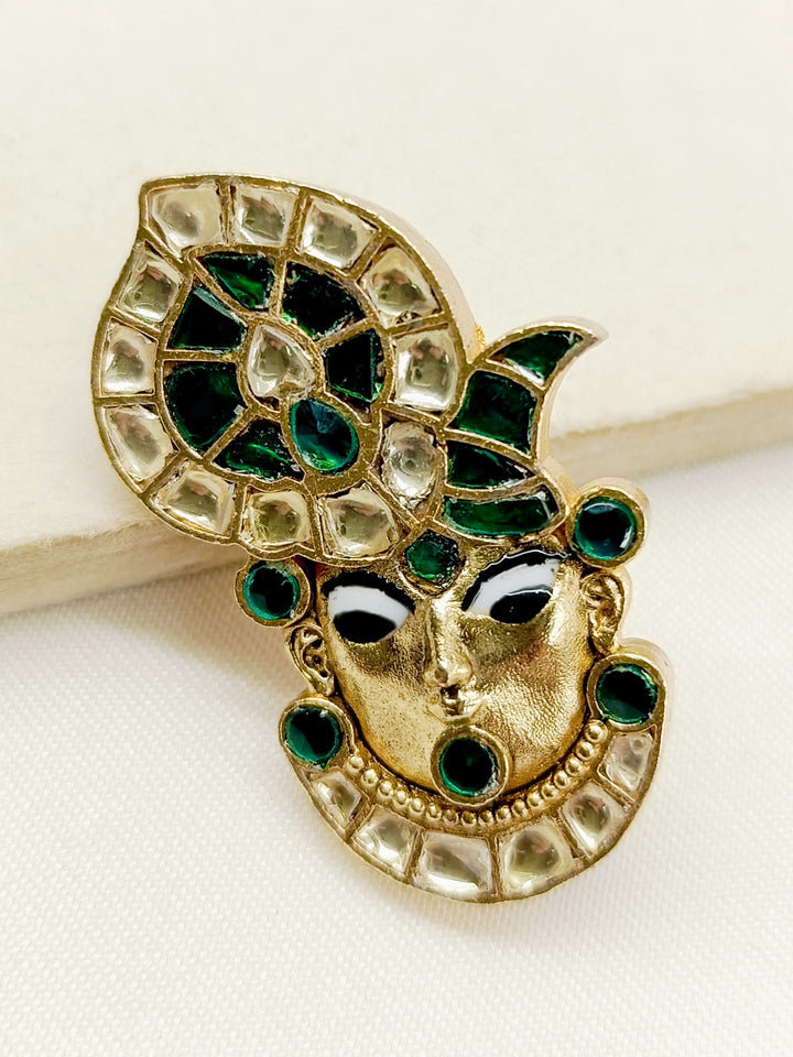 Phani Green Shrinath Ji Brooch - qivii