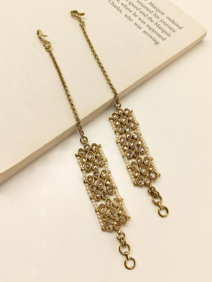 Joyce Copper Polki Ear Chain - qivii