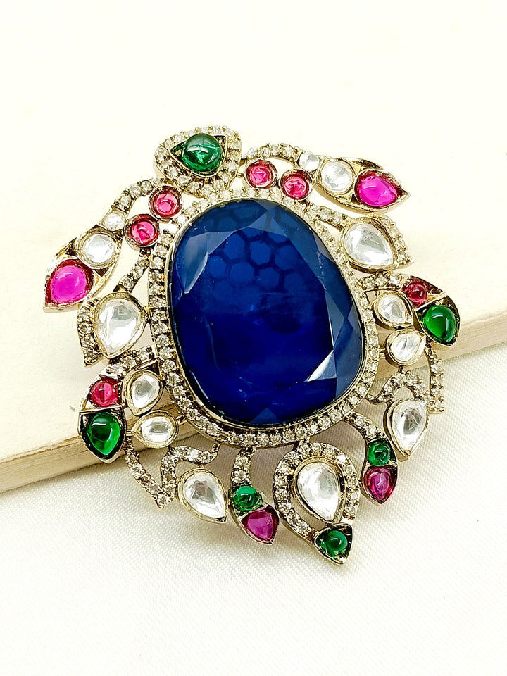 Rudra Navy Blue Men's Brooch - qivii