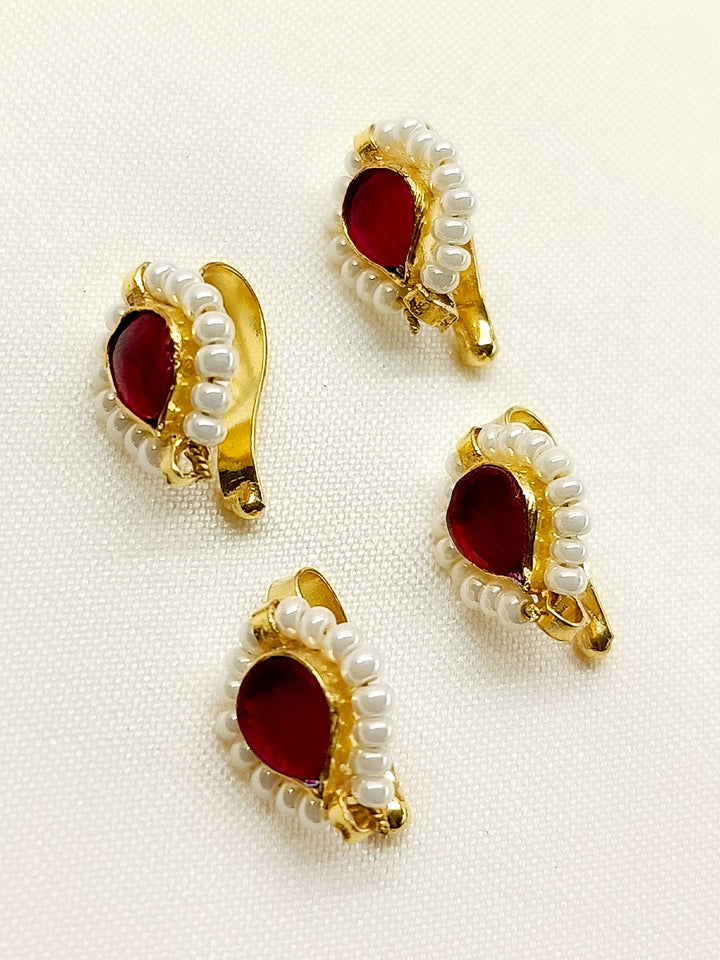 Kai Small Size Ruby Kundan Ear Cuff [4 Piece] - qivii