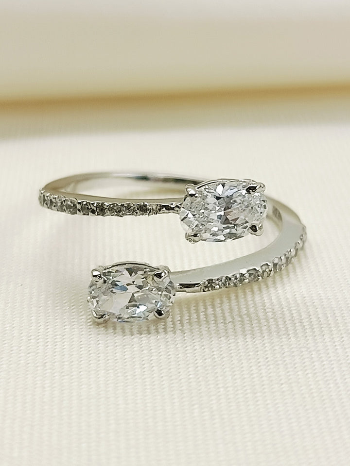 Juni 92.5 Silver Swarovski Stone Finger Ring - qivii