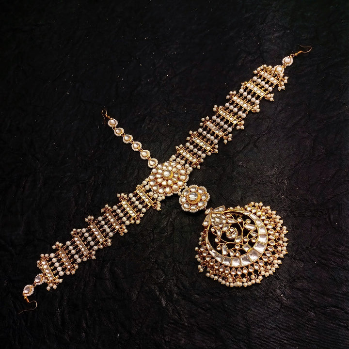 Sona Pachi Kundan Sheeshpatti With Teeka - qivii