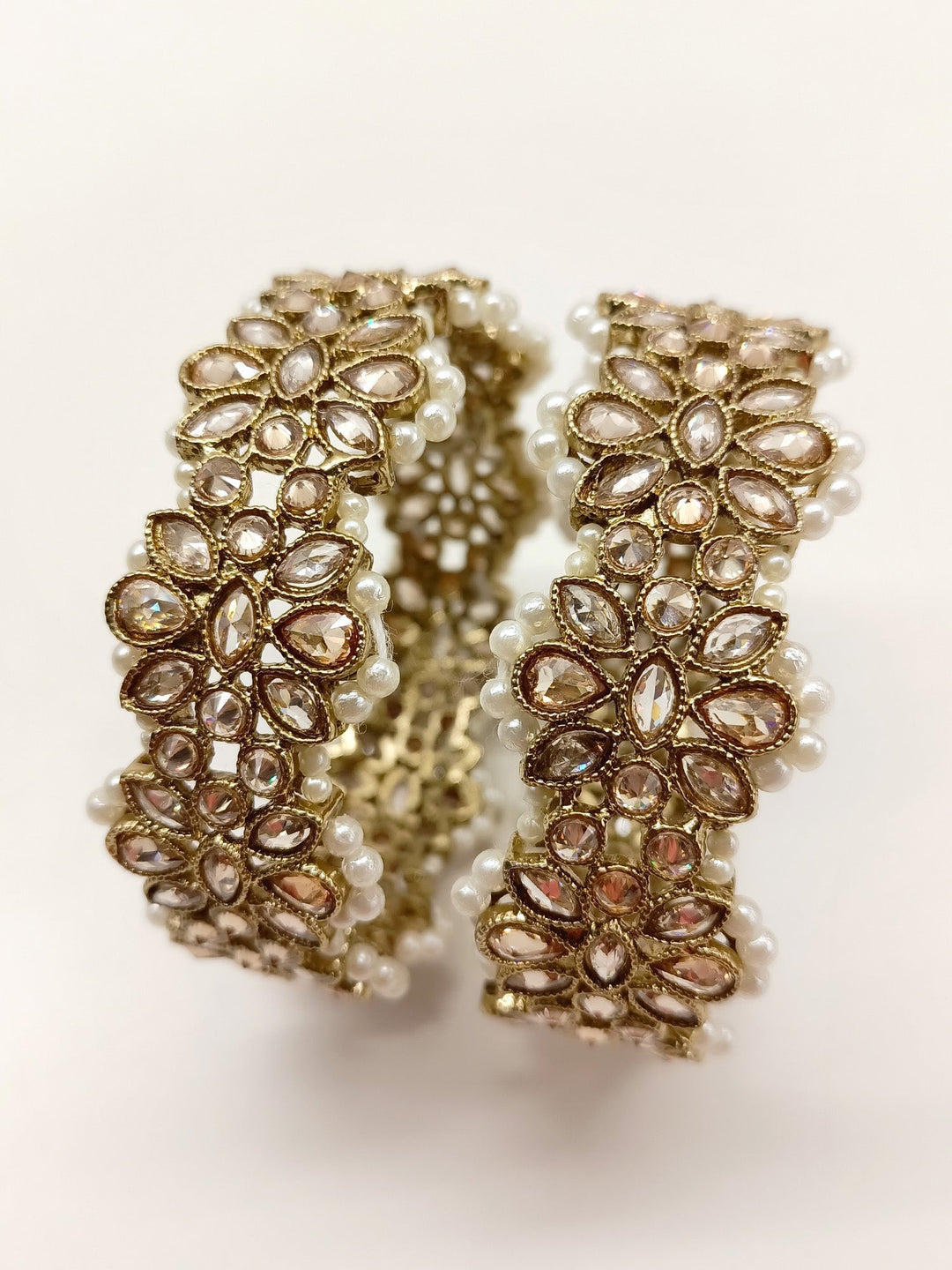 Denise Copper Polki Bangles - qivii