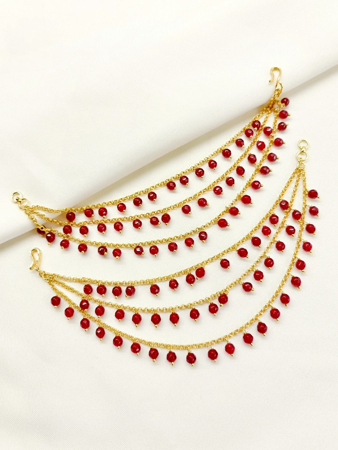 Adya Ruby Traditional Ear Chain - qivii