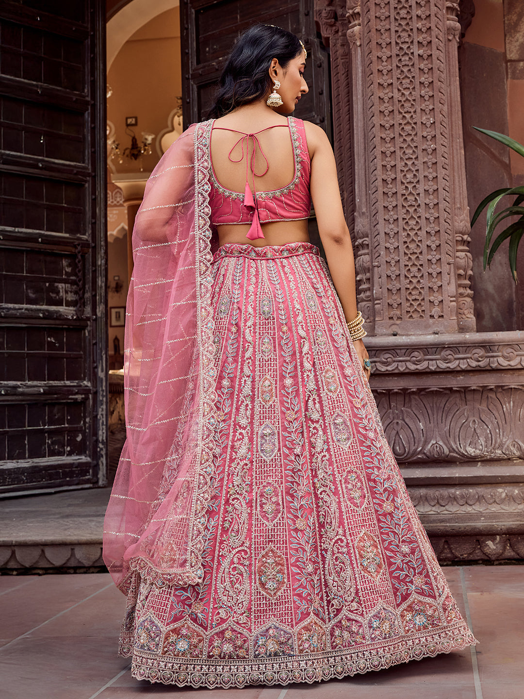 ROSEGOLD - Net Fabric Sequins embroidery Semi-Stitched Lehenga & Unstitched Blouse With Dupatta