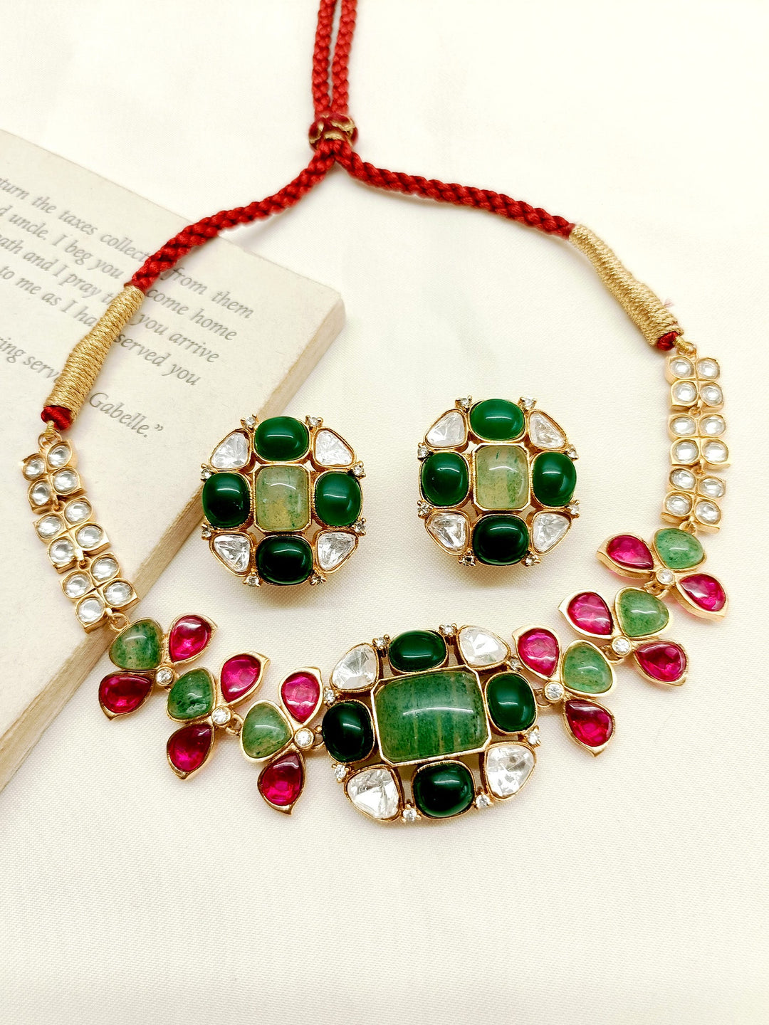 Avyukta Multi Colour Kundan Choker Set - qivii