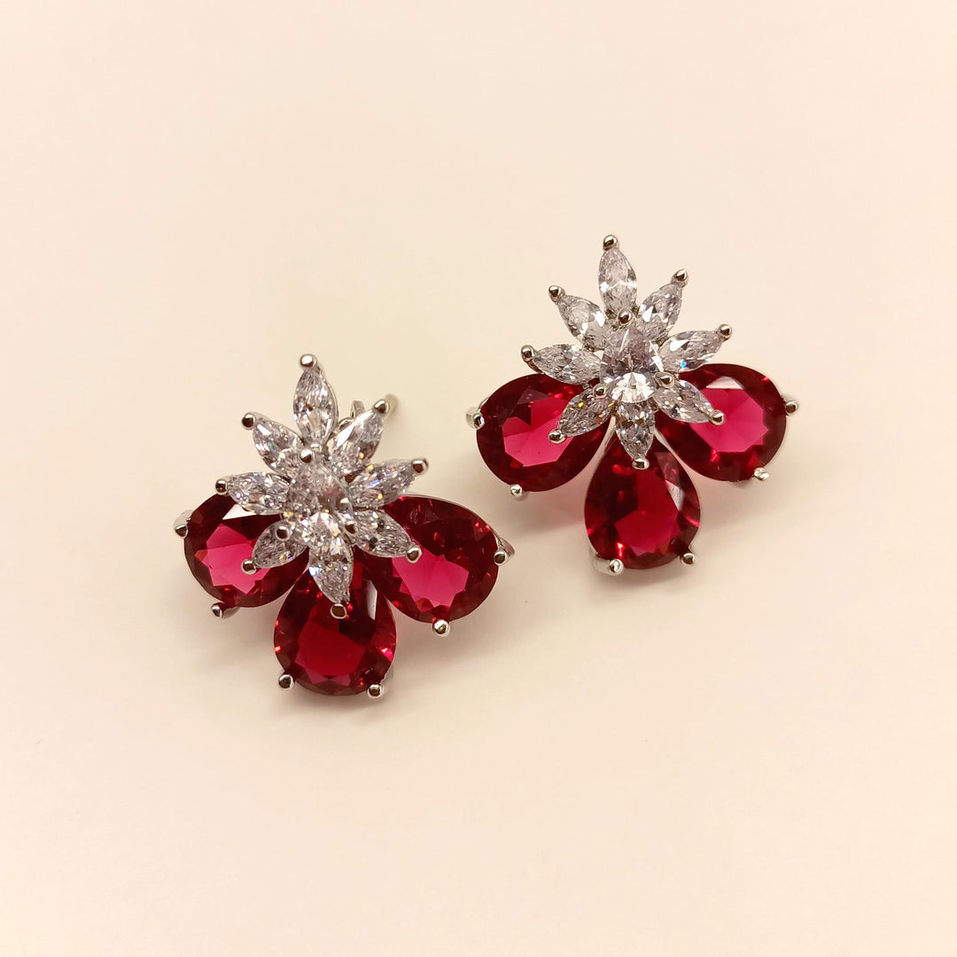 Fashionable American Diamond Tops with Aqua Colored Semi Precious Stones