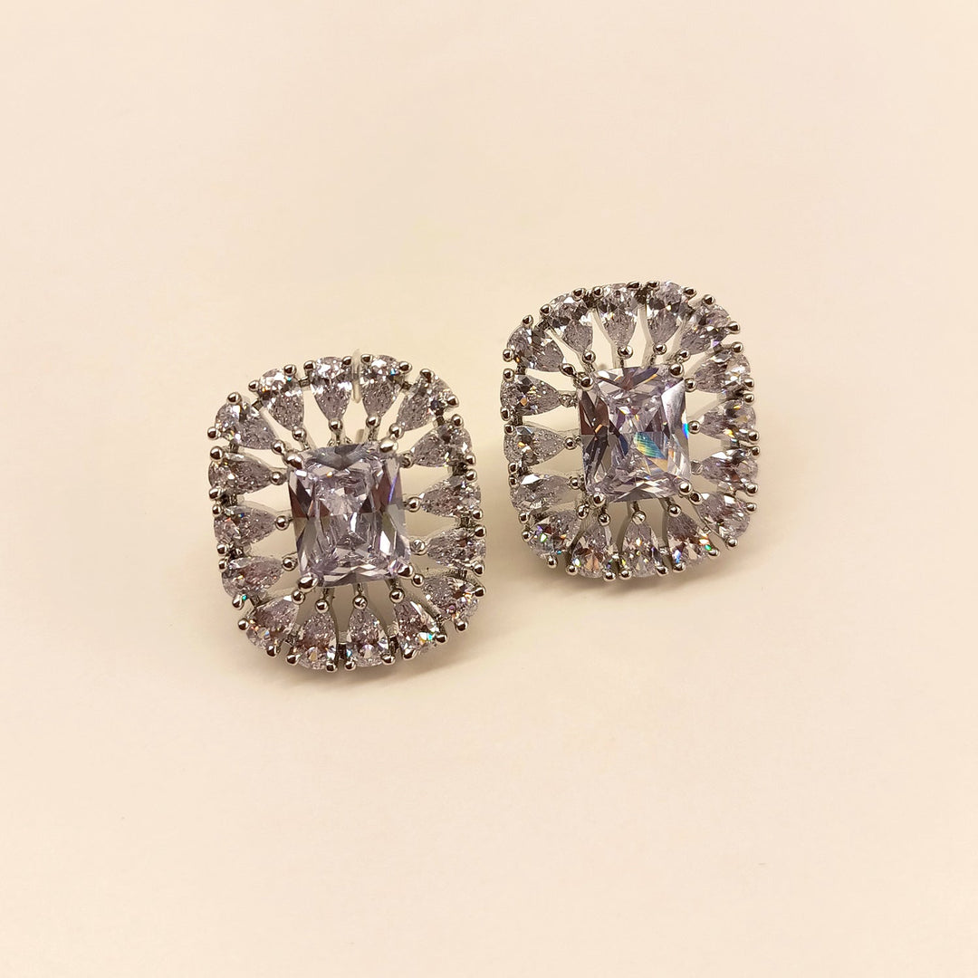 Stylish American Diamond Silver Tops with semi precious white stone