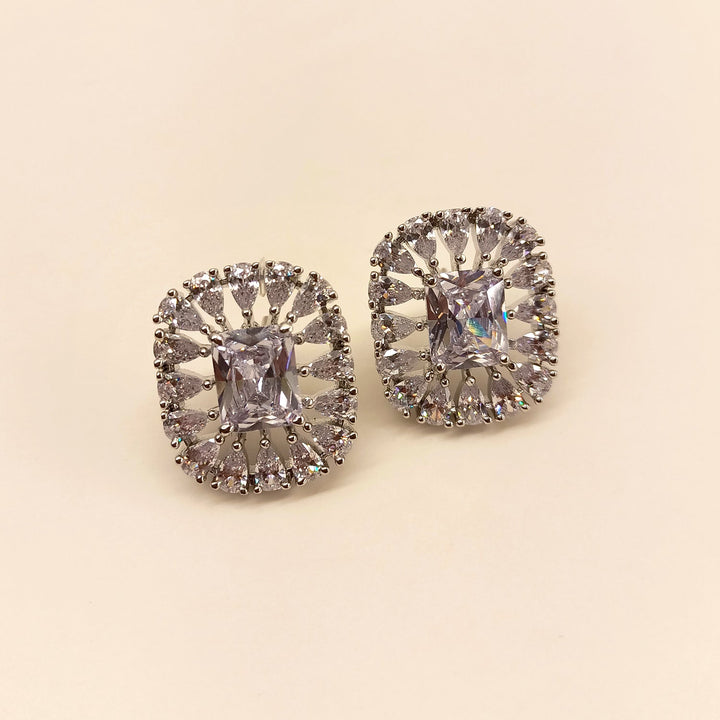 Stylish American Diamond Silver Tops with semi precious white stone