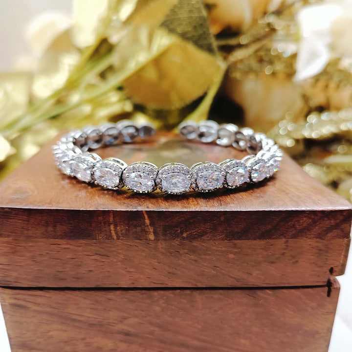 Nirmala American Diamond Silver Plated Bracelet - qivii