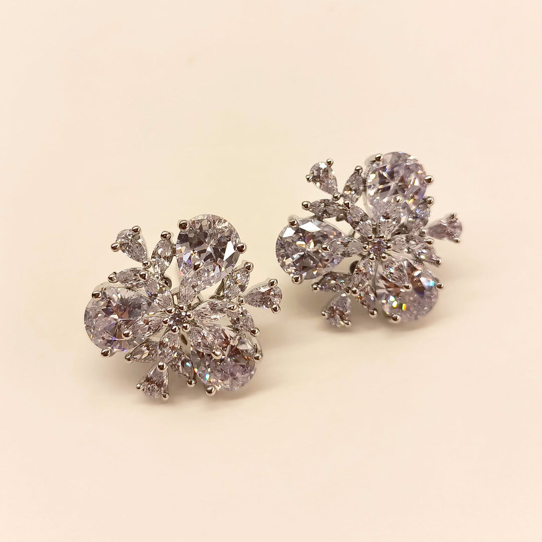  Elegant silver plated brass metal tops with American Diamond studs and semi precious white stone