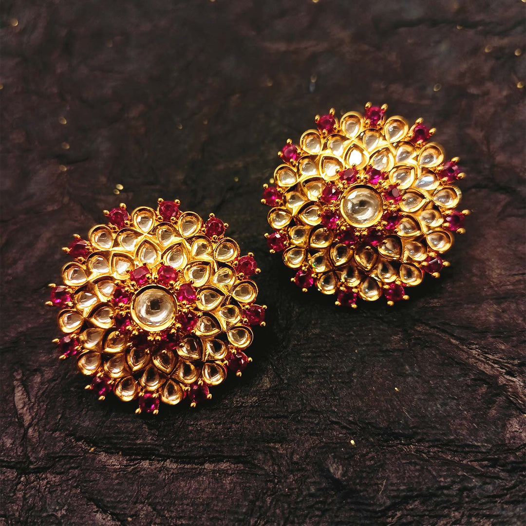 Beautiful traditional Kundan and American diamonds with rose pink stones tops