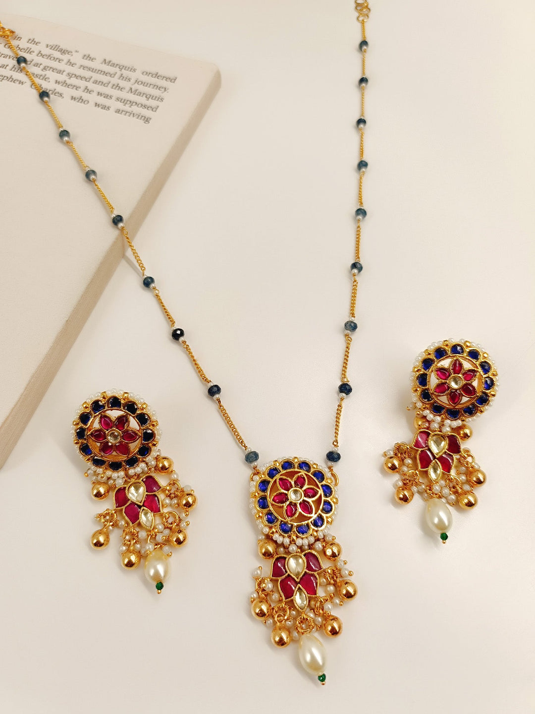 Jhanak B & P Kundan Pendant Set - qivii