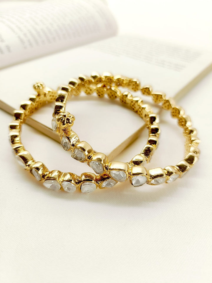 Maysha White Mossanite Polki Bangle - qivii