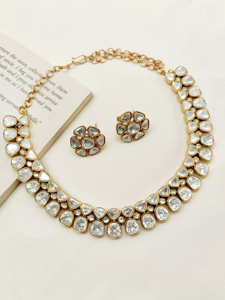 Iliana White Kundan Necklace Set - qivii