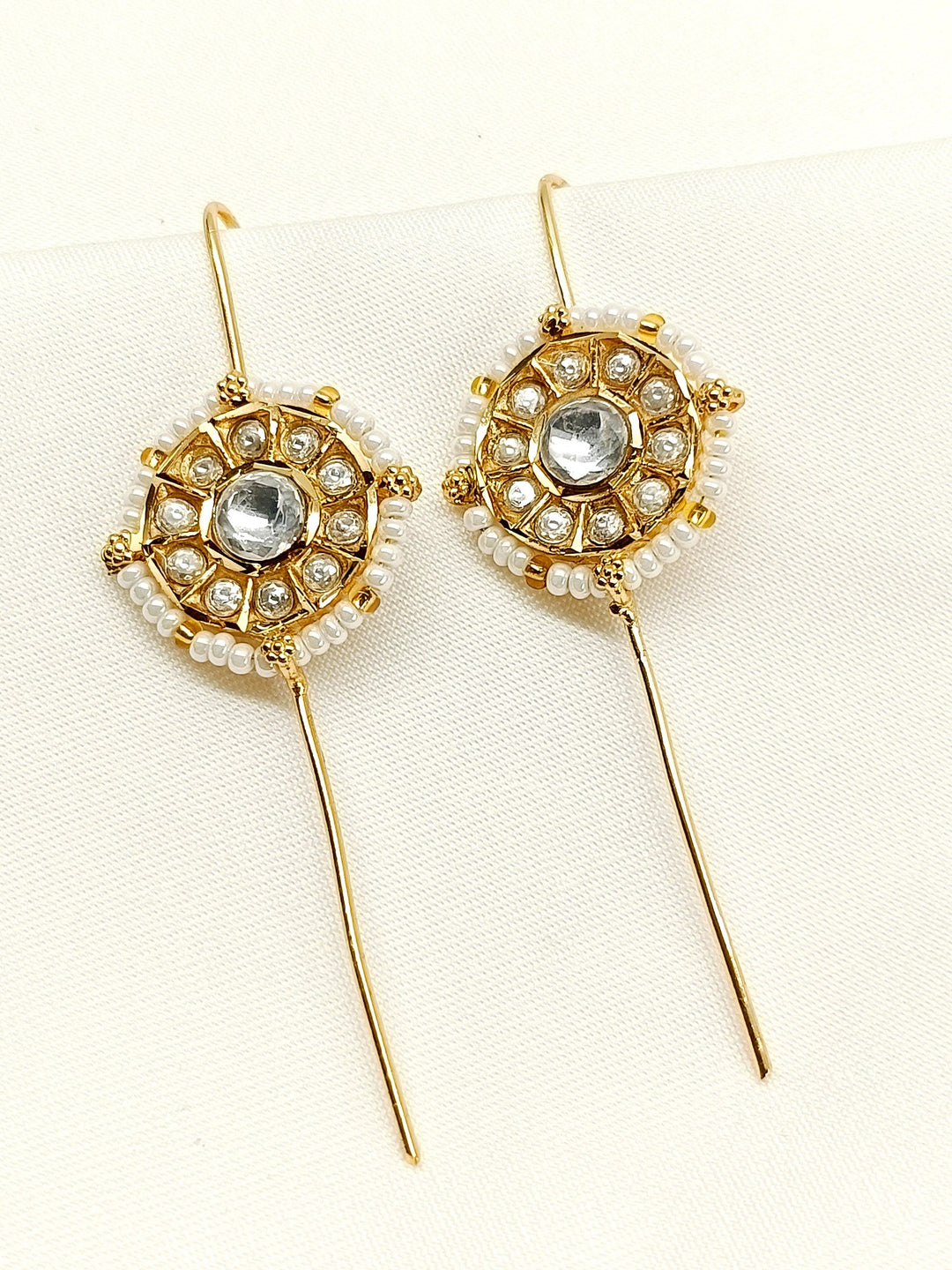 Gunjika White Gold Plated Kundan Ear Cuff [ Price is for Pair ] - qivii