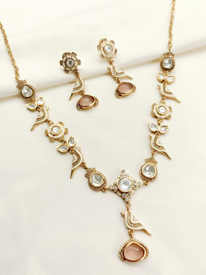 Anushri White Kundan Set - qivii