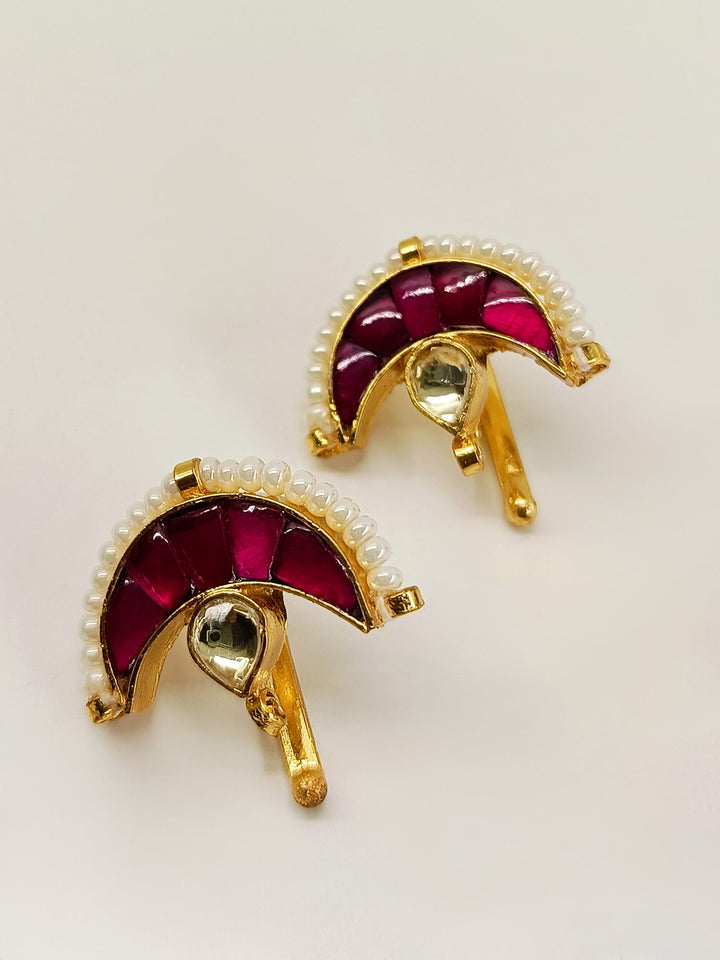 Suvashi Medium Size Ruby Gold Plated Kundan Ear Cuff [ Price is for Pair ] - qivii