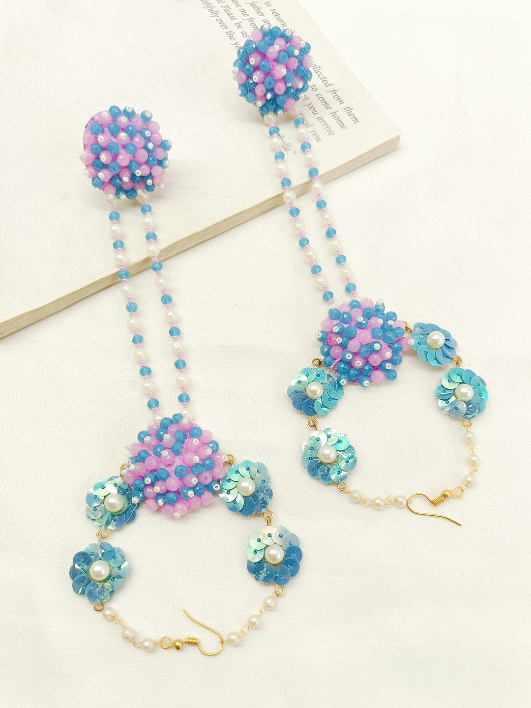 Moez Pink & Blue Handmade Hathphool Set Of 2 - qivii