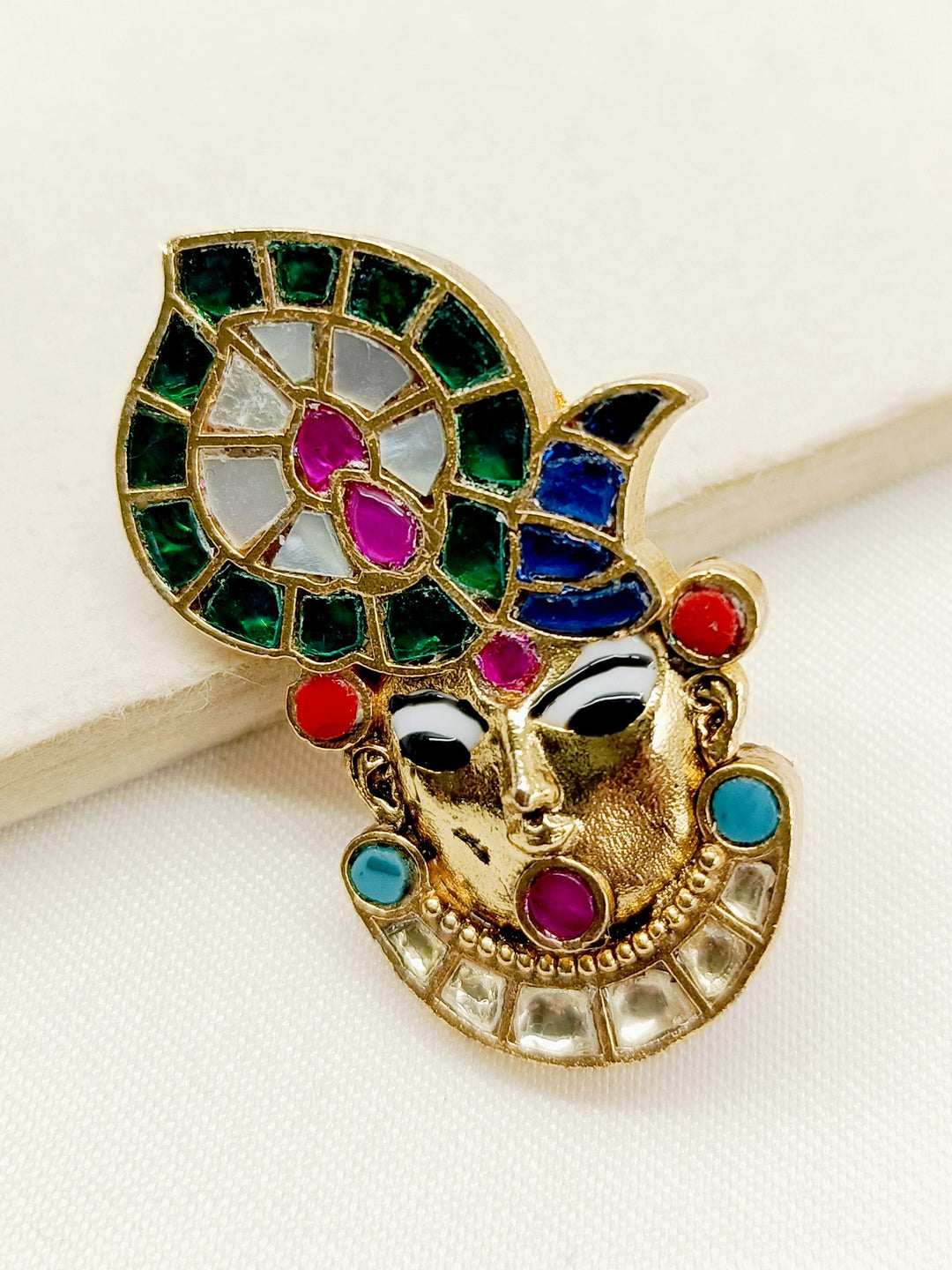 Kriya Multi Colour Shrinath Ji Brooch - qivii