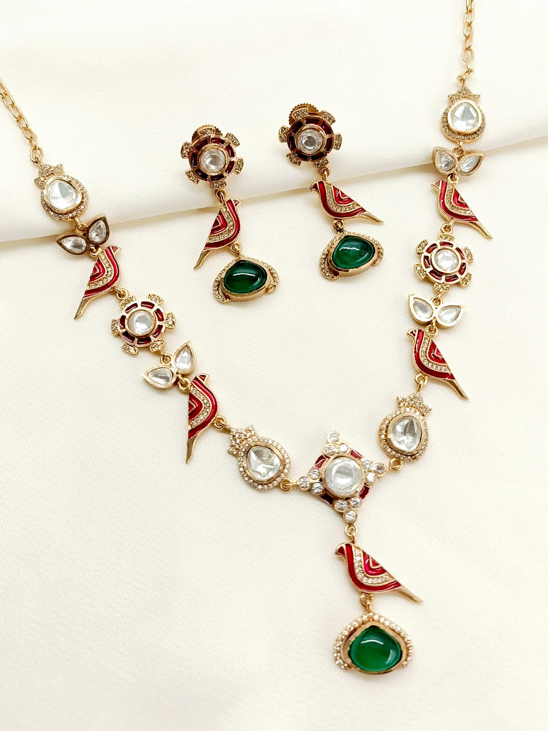 Sana R & G Kundan Set - qivii