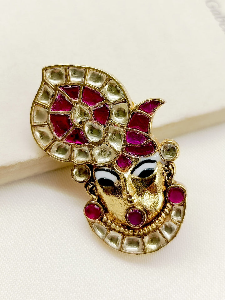 Harina Ruby Shrinath Ji Brooch - qivii