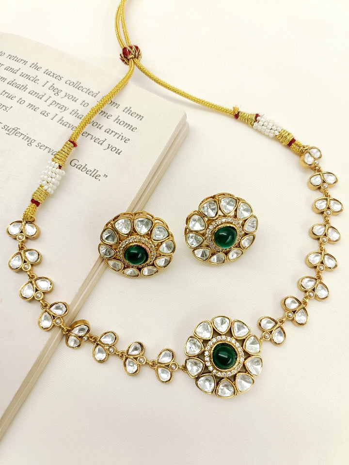 Kayamat Green Kundan Choker Set - qivii