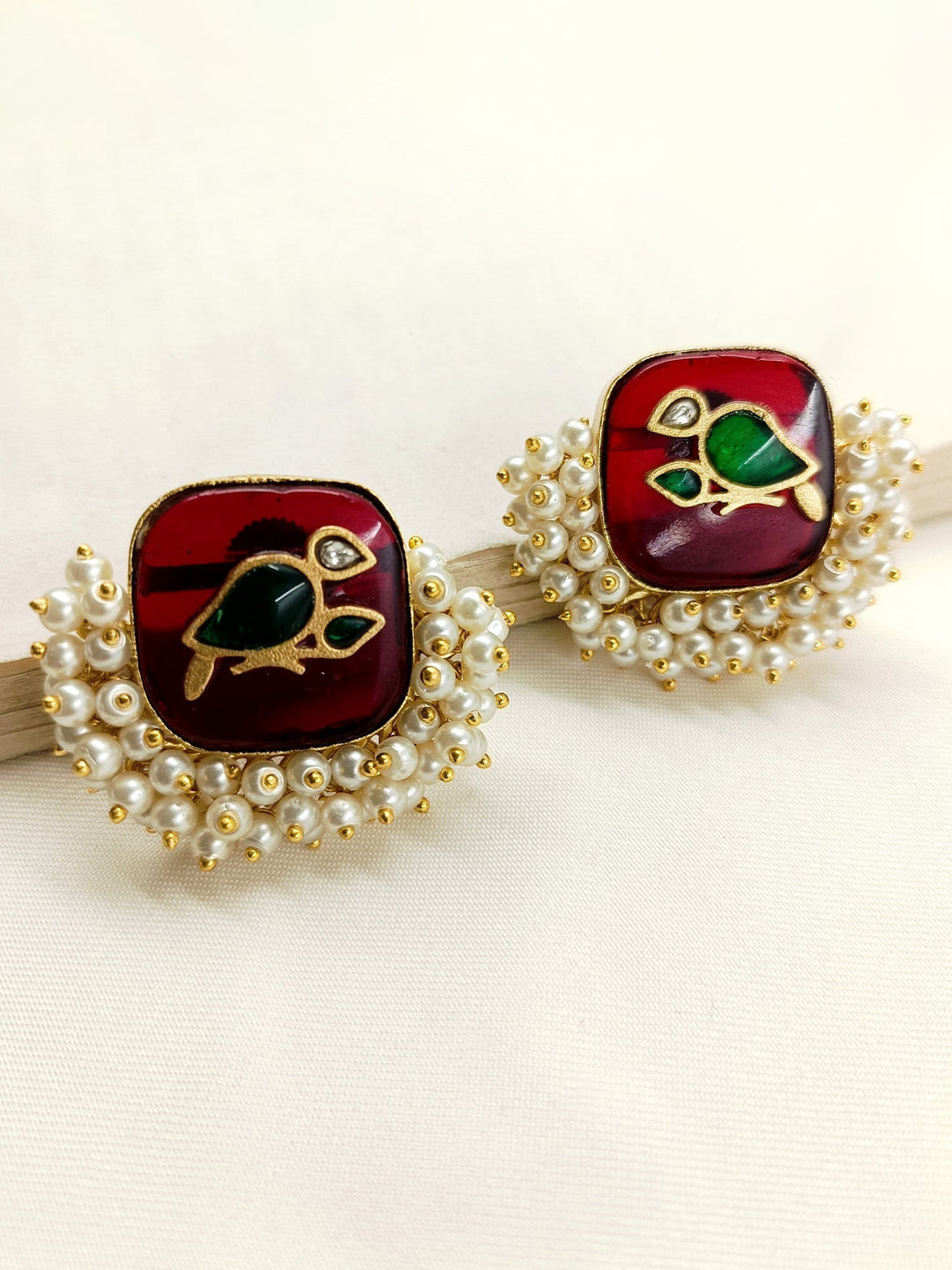 Exquisite gold plated brass metal boutique top with pearl detailing and bird motifs